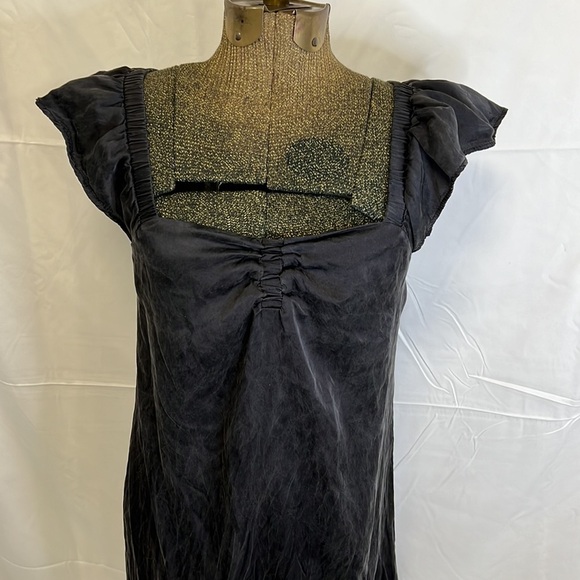 90’s NU COLLECTIVE BLACK  SILK MINI DRESS SMALL - Picture 3 of 16